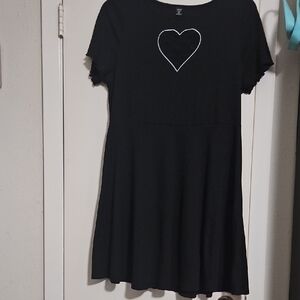 Plus Size Black Dress with Heart Design